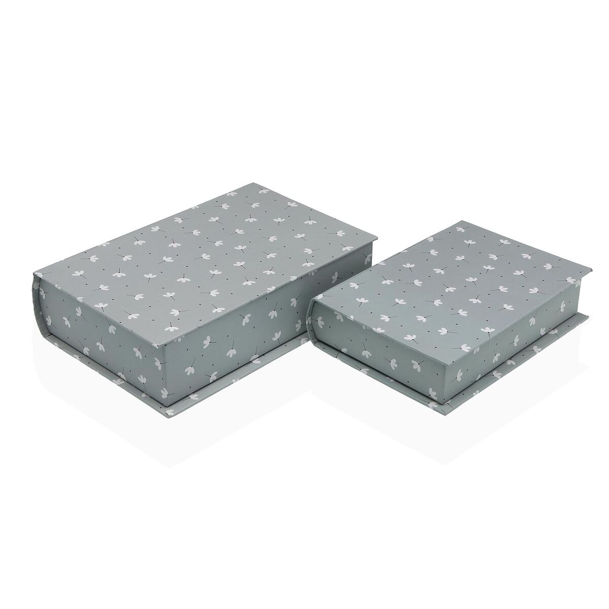 Boîte Décorative Versa Toile Bois MDF Fleurs Livre