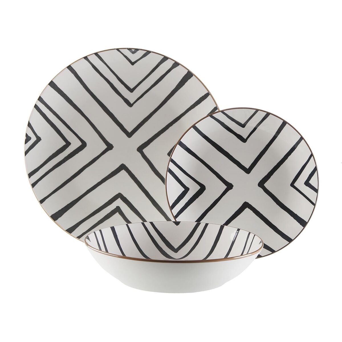 Assiettes Versa Gris Porcelaine 18 Pièces