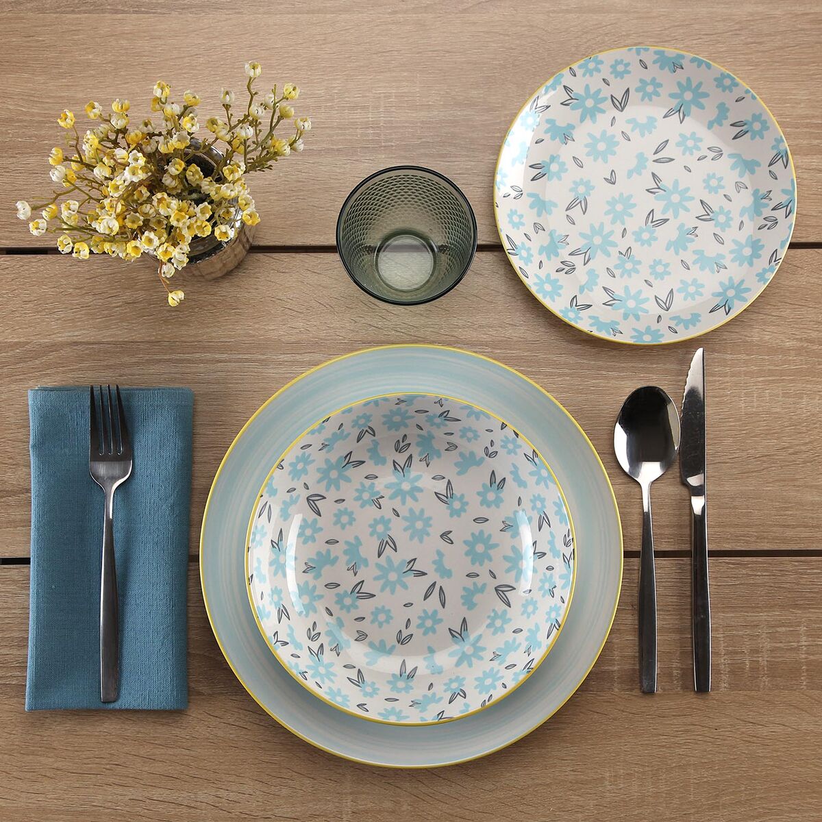 Image secondaire de Assiettes Versa BREEZE Bleu Porcelaine 18 Pièces