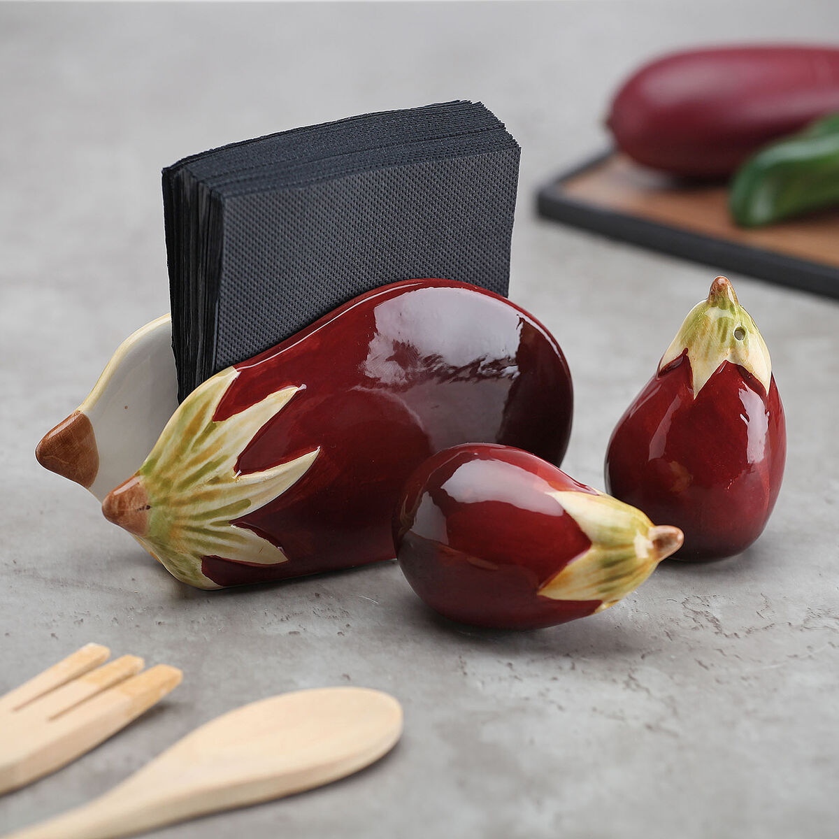 Image secondaire de Salière et Poivrière Versa Céramique Dolomite Aubergine 8,5 X 5,3 X 5,1 CM