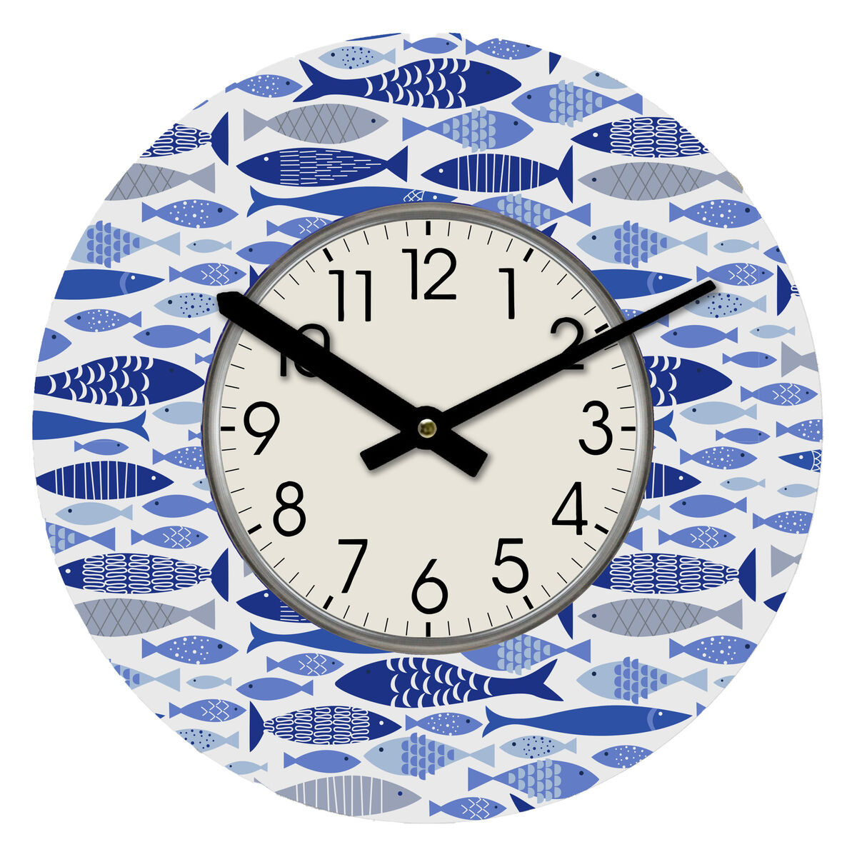 Horloge Murale Versa Bois Poissons 4 x 30 x 30 cm