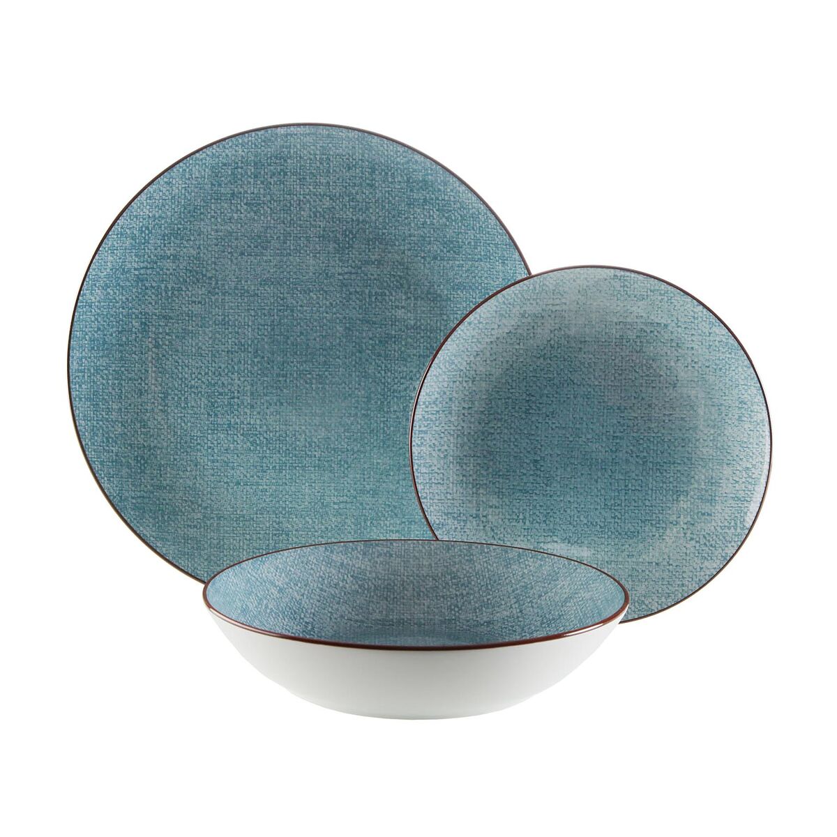 Assiettes Versa Bleu Porcelaine 18 Pièces