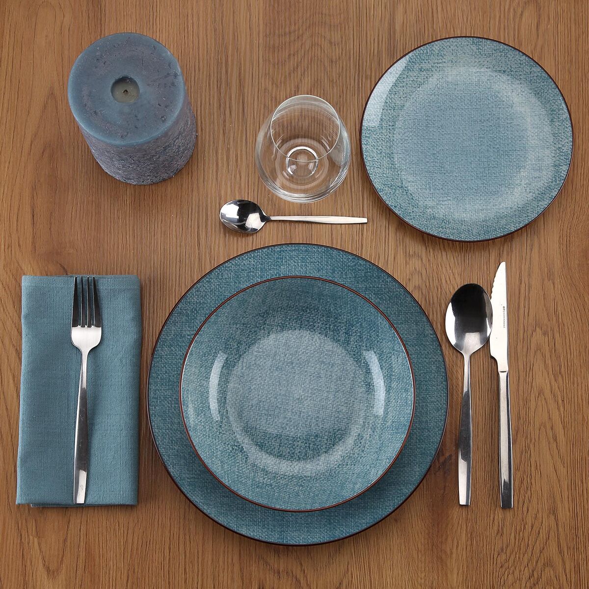 Image secondaire de Assiettes Versa Bleu Porcelaine 18 Pièces