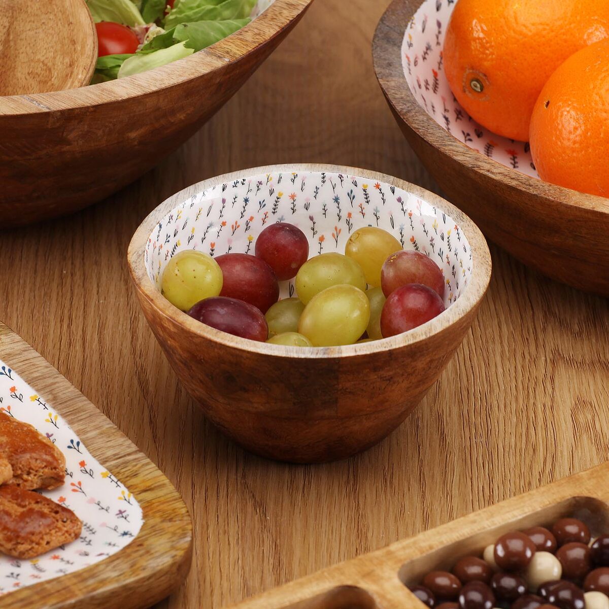 Bowl Versa Blume Mango wood 13 x 7 x 13 cm, view 3