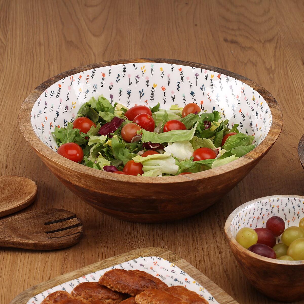 Salad Bowl Versa Blume Mango wood 30 x 10 x 30 cm, view 3