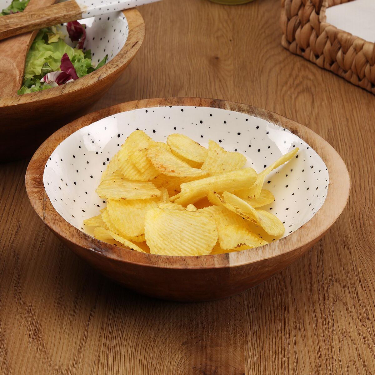 Salad Bowl Versa Speckle Mango wood 24 x 7 x 24 cm, view 3