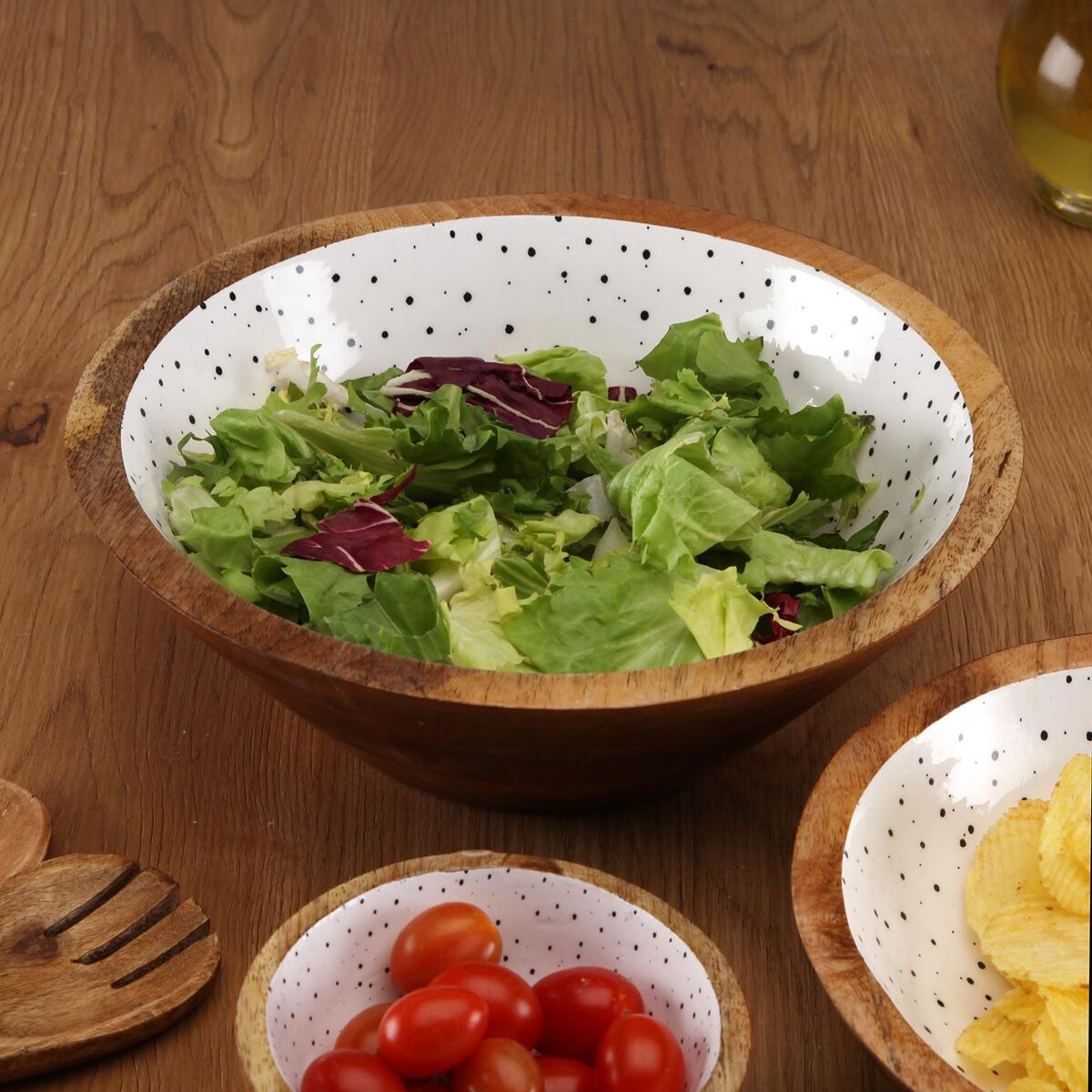 Salad Bowl Versa Speckle Mango wood 30 x 10 x 30 cm, view 3
