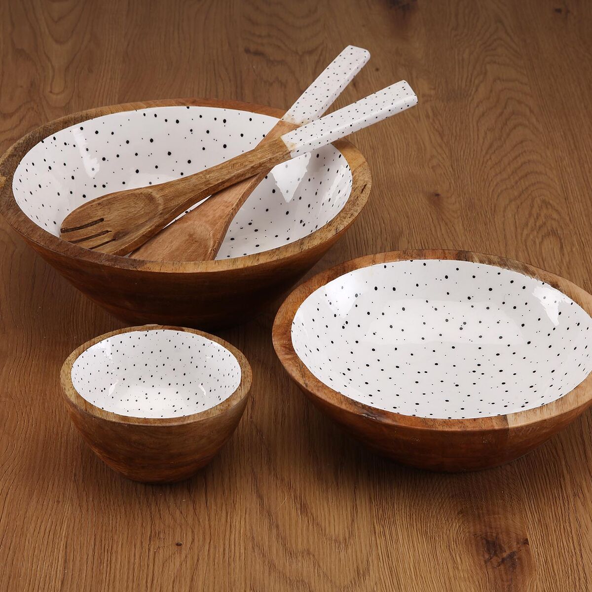 Salad Bowl Versa Speckle Mango wood 30 x 10 x 30 cm, view 5