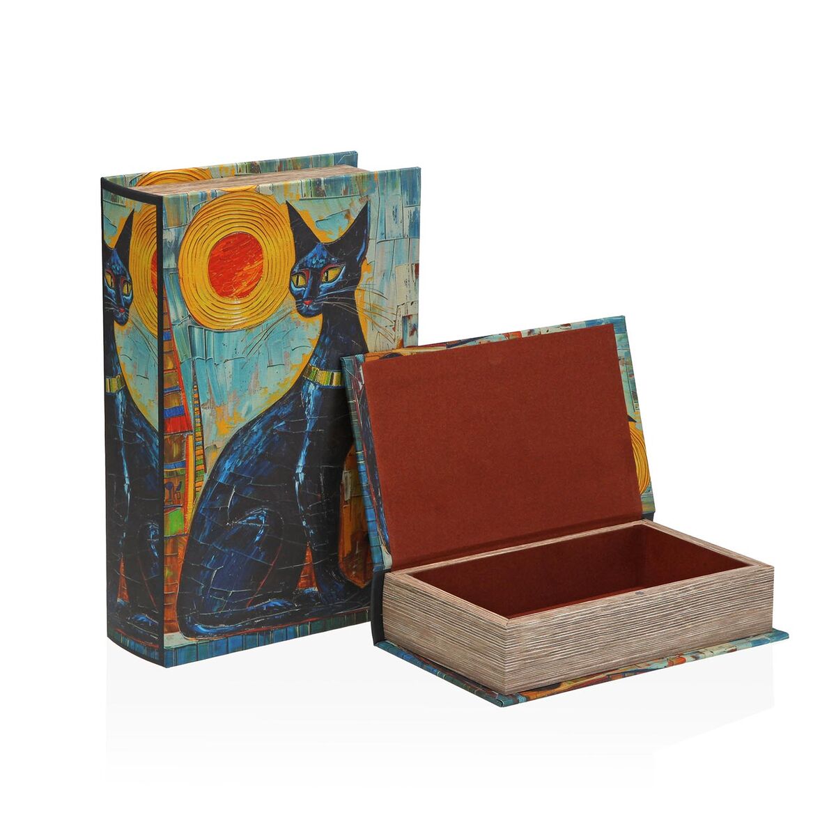 Boîte Décorative Versa Toile Bois MDF Livre Chat