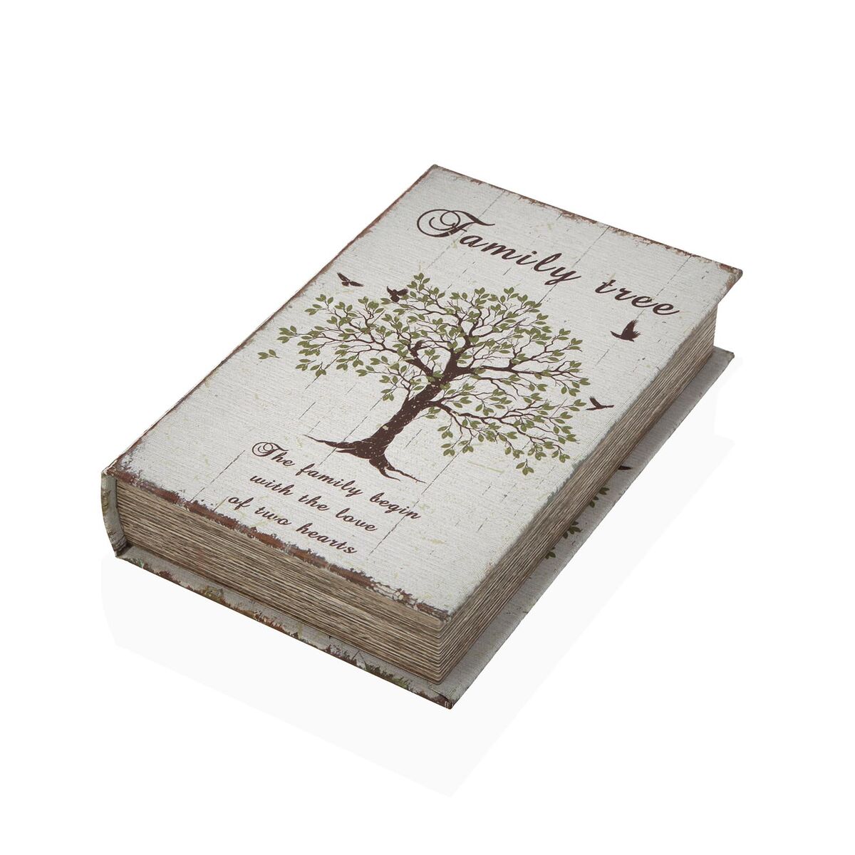 Boîte Décorative Versa Toile Bois MDF Arbre Livre