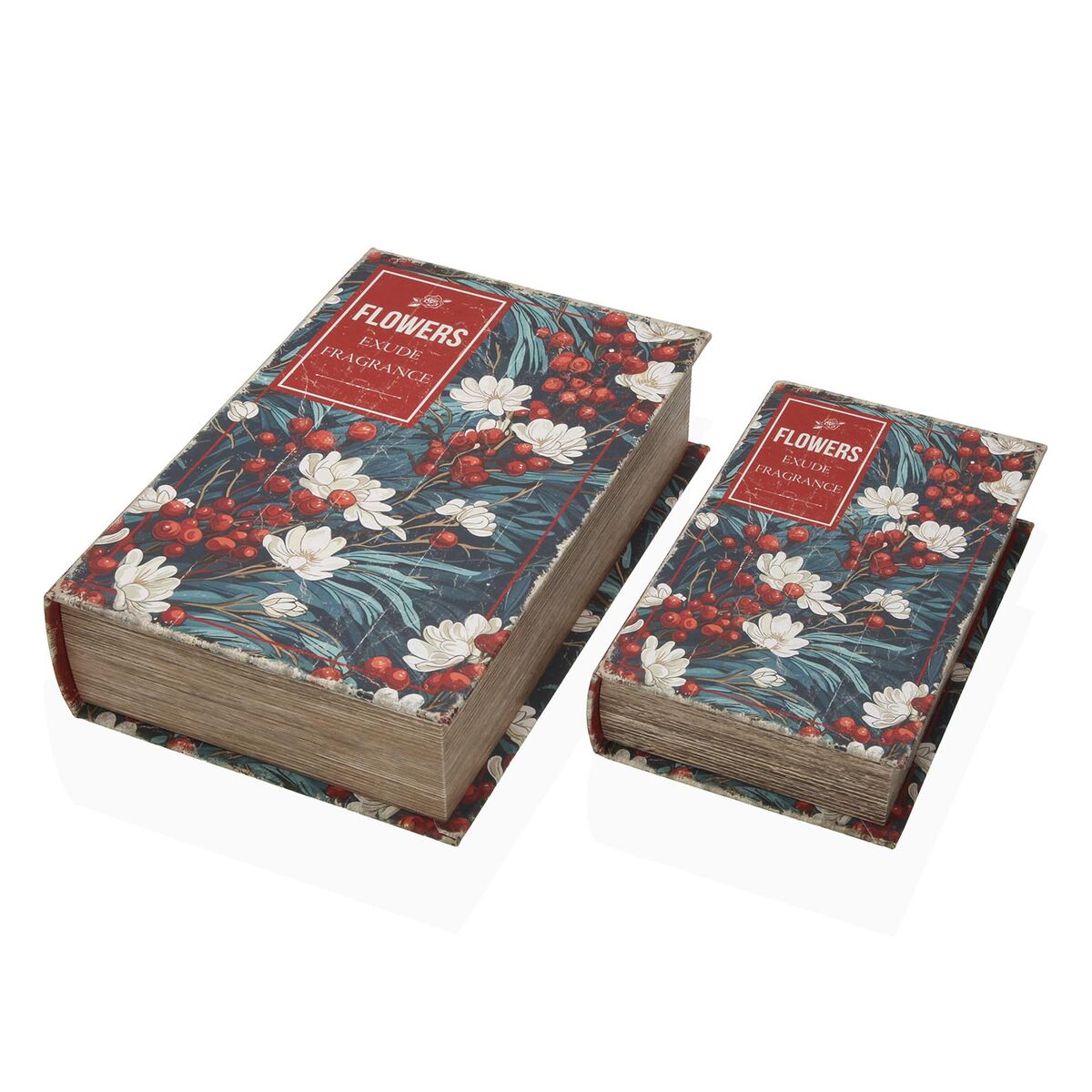 Image secondaire de Boîte Décorative Versa Toile Bois MDF Fleurs Livre