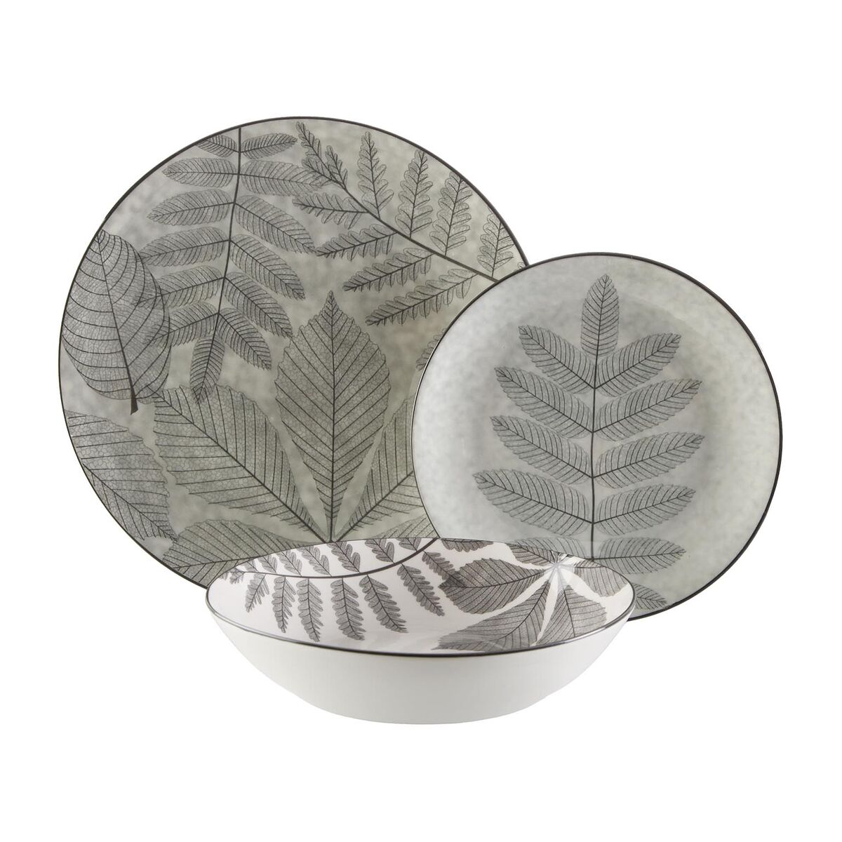 Assiettes Versa Aylen Gris Porcelaine 18 Pièces