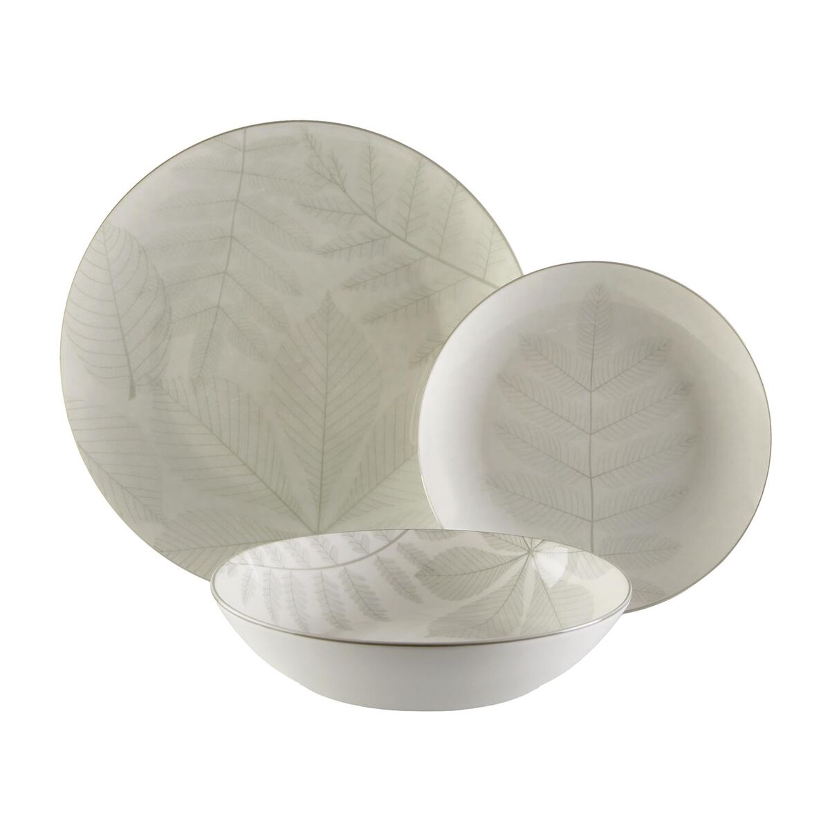 Assiettes Versa Aylen Gris Porcelaine 18 Pièces
