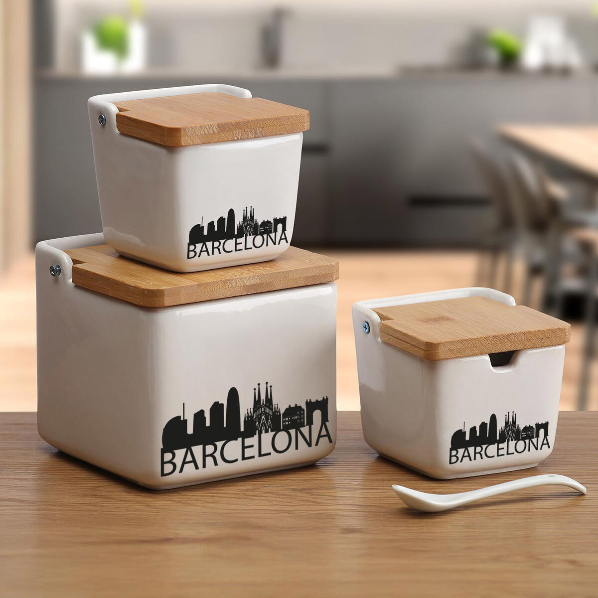 Image secondaire de Salière et Poivrière Versa Barcelona Céramique 12,2 x 11,5 x 12,2 cm