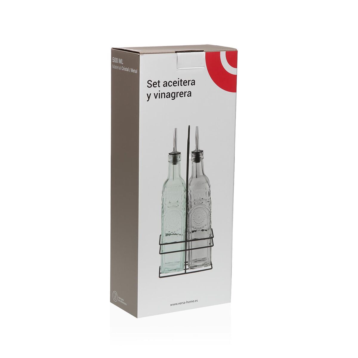 Oil and Vinegar Set Versa Metal Glass 500 ml 7,2 X 32,5 X 13,7 CM, view 3