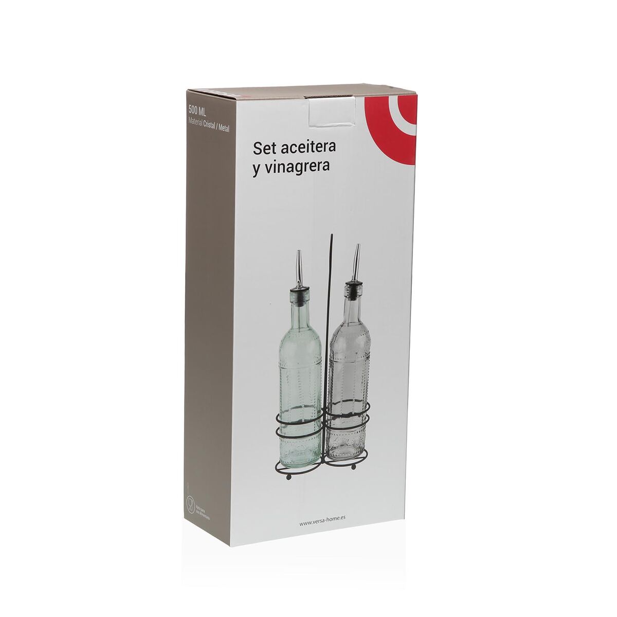 Oil and Vinegar Set Versa Metal Glass 500 ml 7,5 X 33,5 X 15,5 CM, view 3