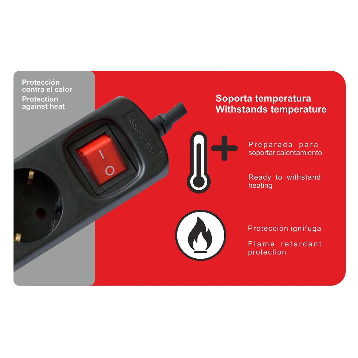 Image de Schuko 3-socket plugboard with power switch Silver Electronics 9643 Black