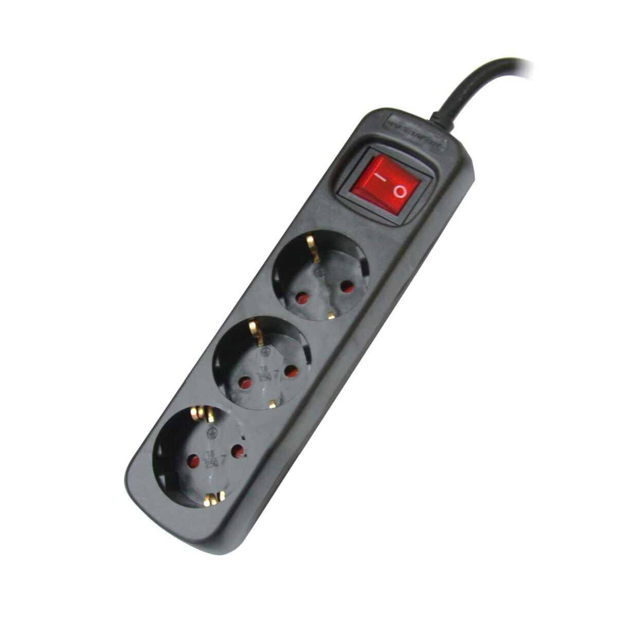Schuko 3-socket plugboard with power switch Silver Electronics 9643 Black