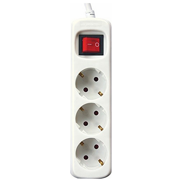 3-socket plugboard with power switch Silver Electronics 3680W White