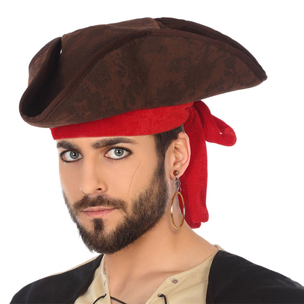 Chapeau Pirate Marron Rouge 119502