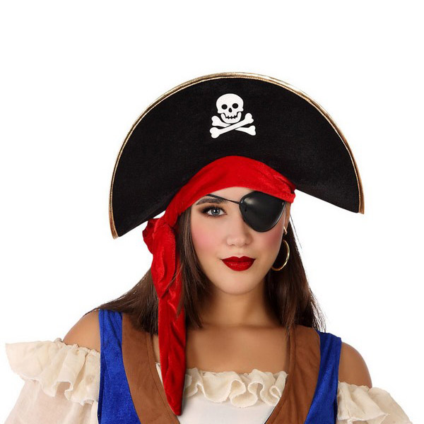 Chapeau Pirate Noir Rouge 113904