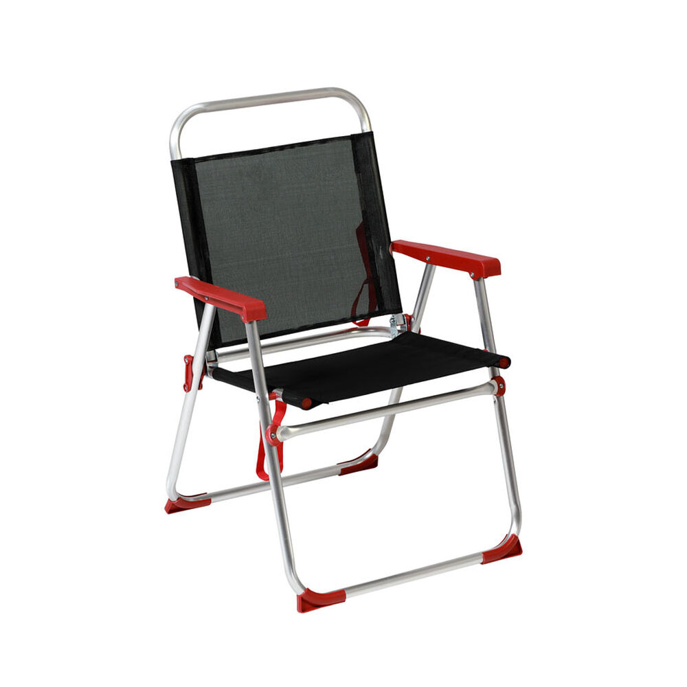 Beach Chair Red Black Aluminium 22 mm (52 x 56 x 80 cm)