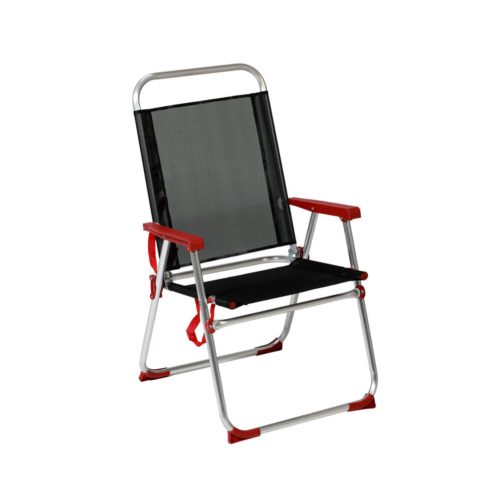Beach Chair Red Black Aluminium 22 mm (52 x 56 x 92 cm)