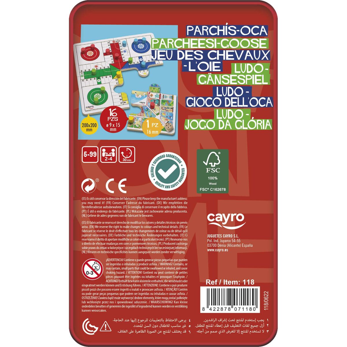 Parchís and Oca Board Cayro 12 x 19,5 x 5 cm