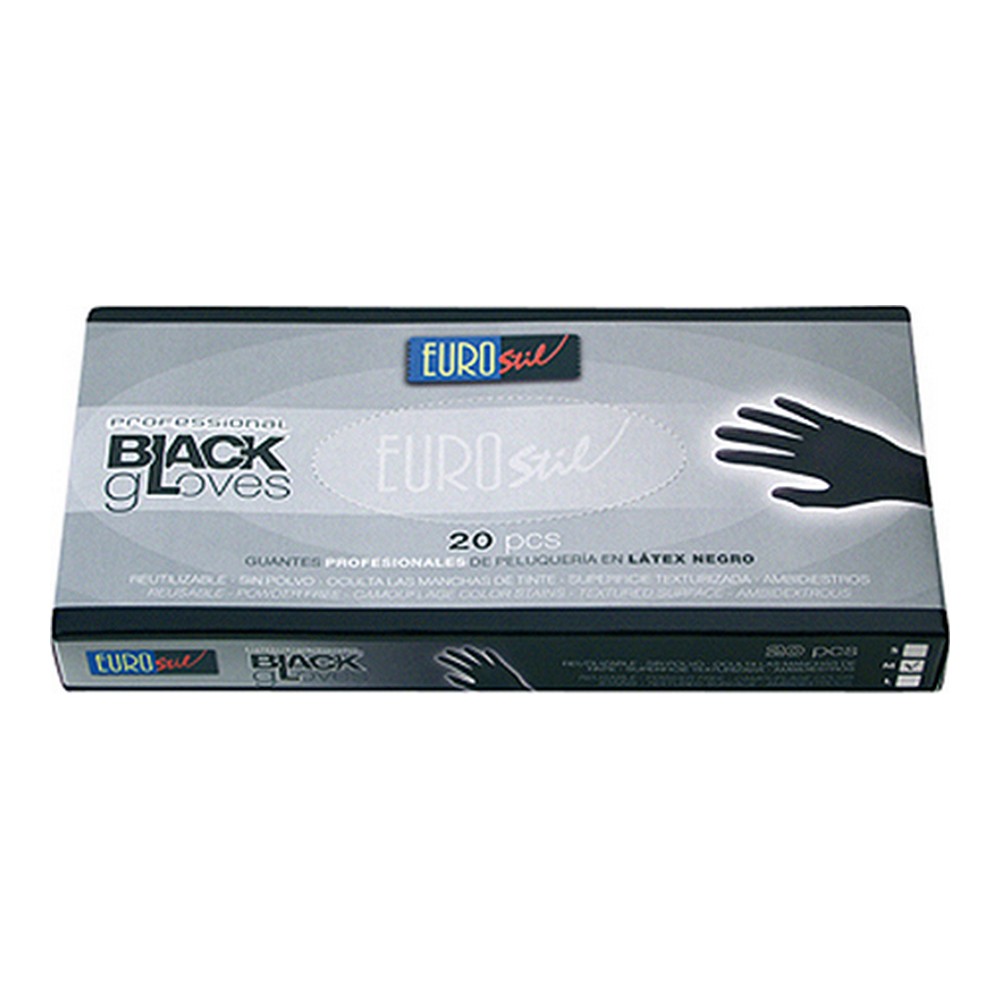 Disposable Gloves Eurostil Black Medium Latex (20 uds)