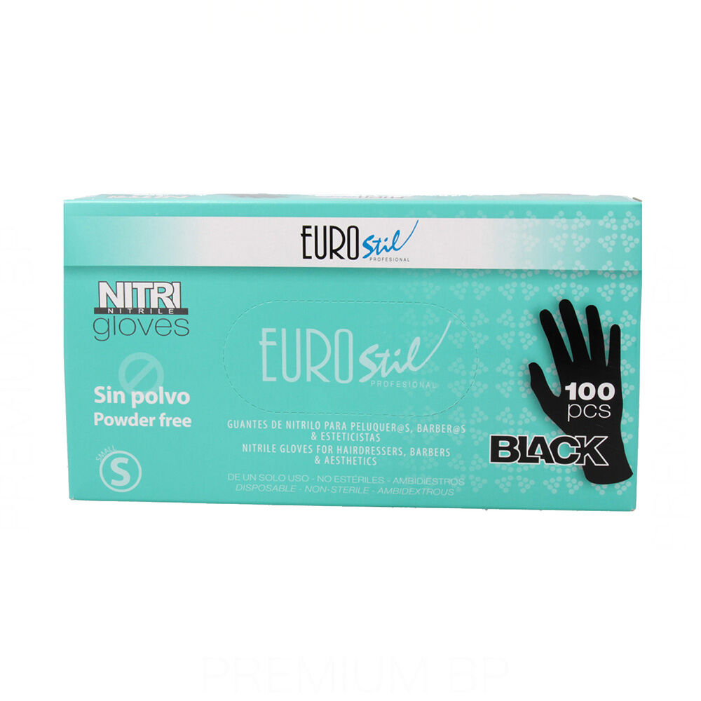 Disposable Gloves Eurostil Black Size S Nitrile (100 uds)