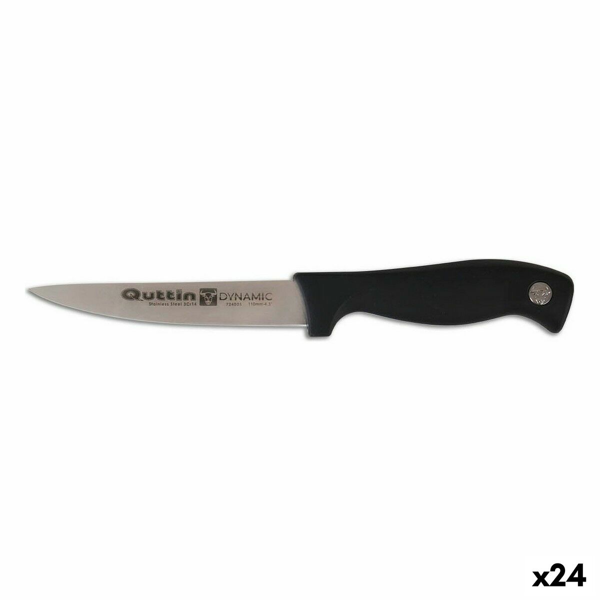 Couteau de cuisine Quttin Dynamic Noir Argenté 11 cm (24 Unités)