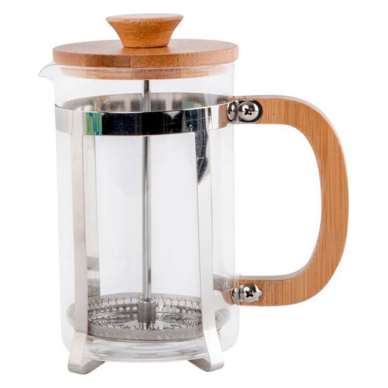 Cafetière with Plunger DKD Home Decor Bamboo Steel Borosilicate Glass (600 ml)