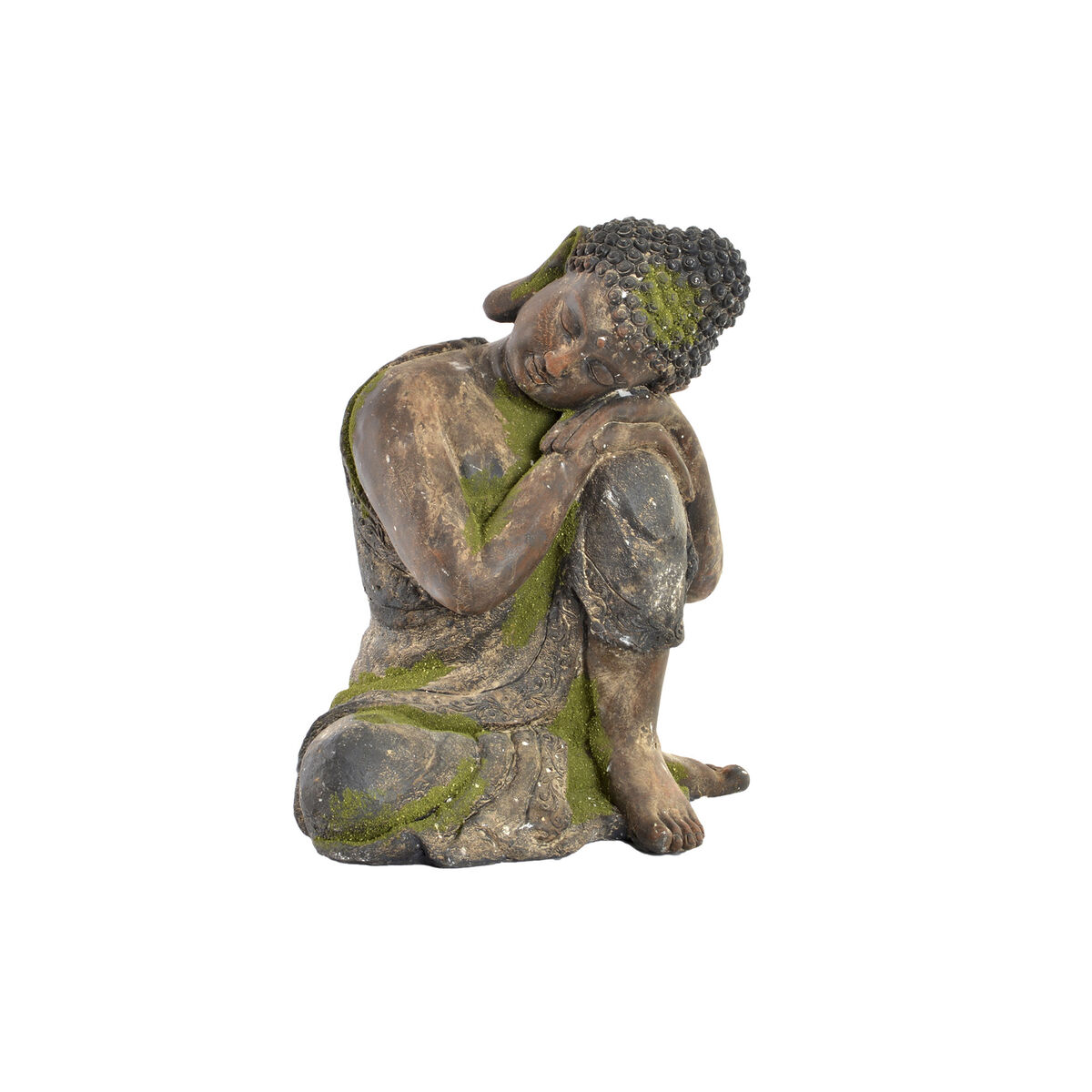 Decorative Figure DKD Home Decor Fibreglass Buddha Dark brown Moss (37 x 28 x 43 cm)