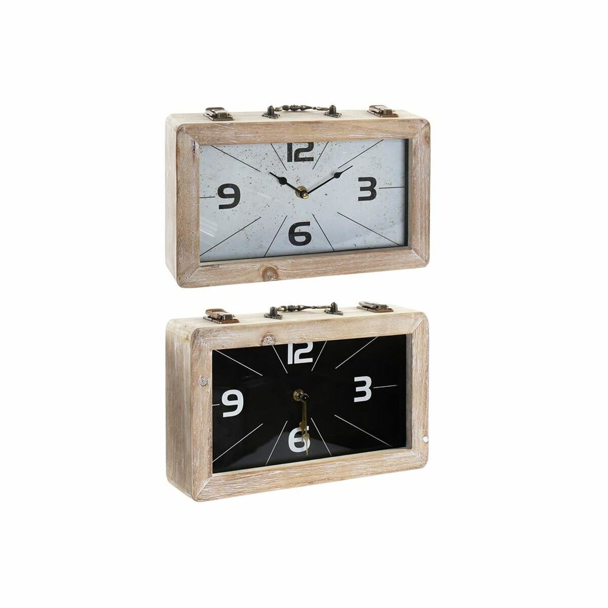 Horloge de table DKD Home Decor 30 x 6 x 20 cm Naturel Noir Blanc Loft (2 Unités)