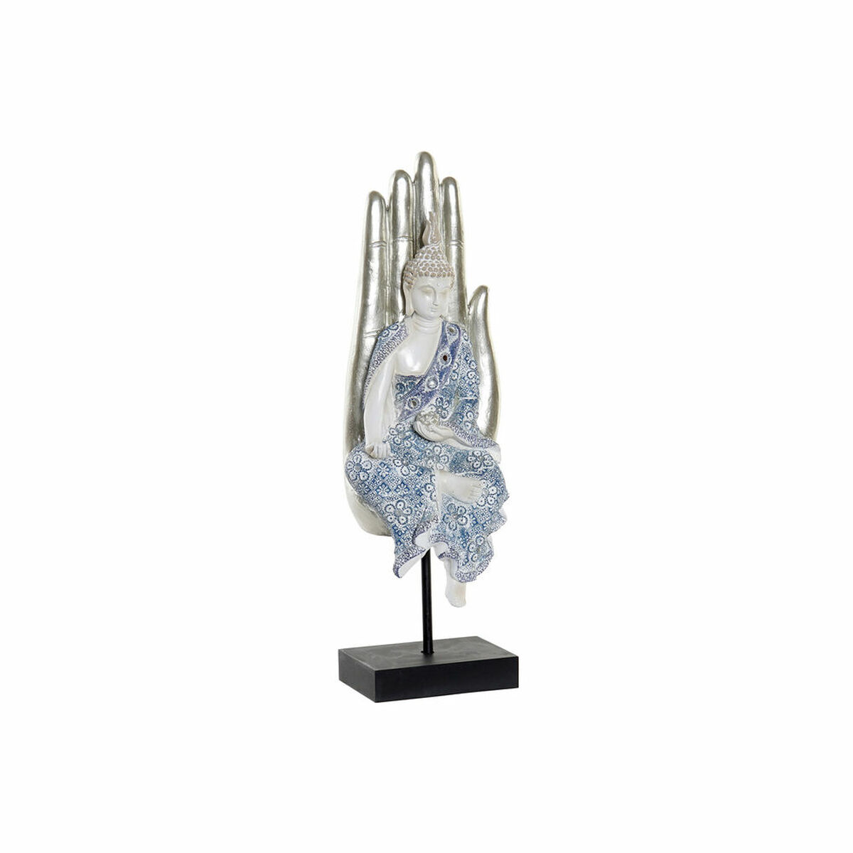 Dekorativ figur DKD Home Decor 8424001712205 Champagne Blå Buddha Orientalsk 14 x 11 x 41 cm