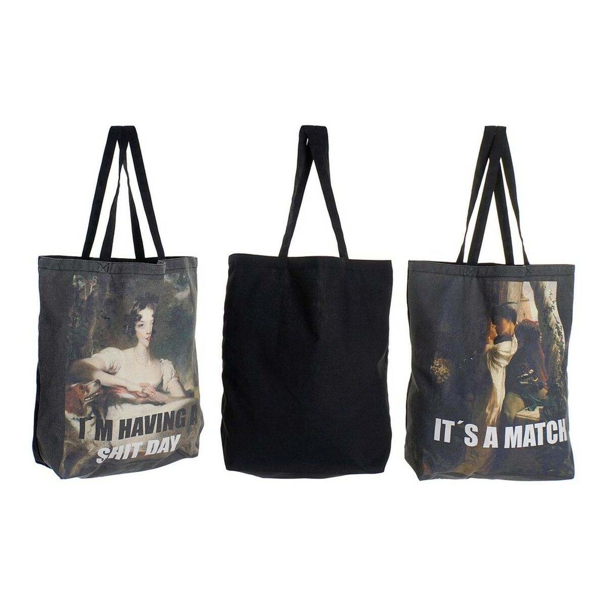 Multi-use Bag DKD Home Decor Black Chic (4 pcs) (43 x 15 x 65 cm)