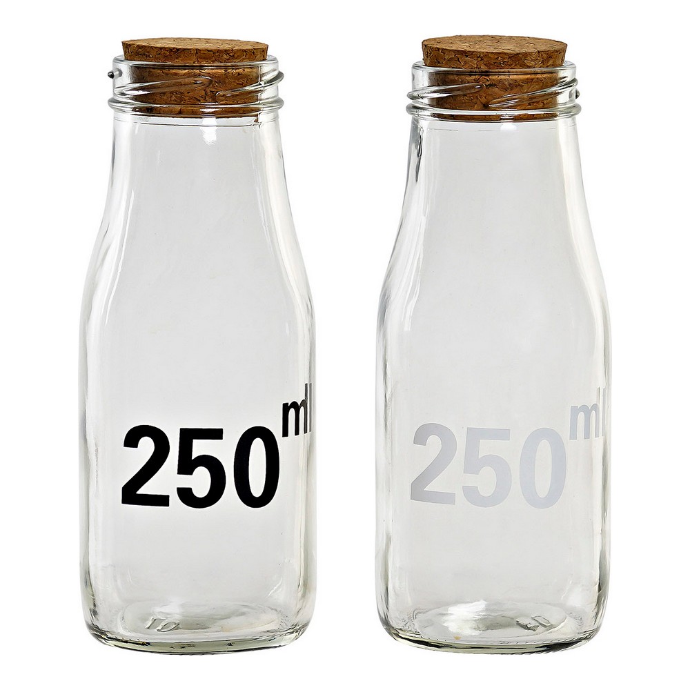 Glasflaske DKD Home Decor Sort Kork (250 ml) (2 pcs)