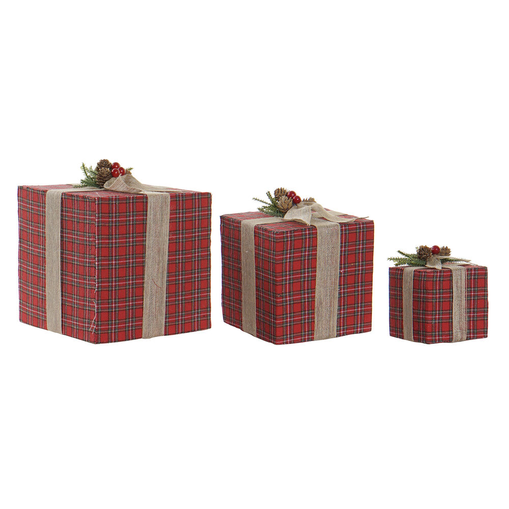 Gift Box DKD Home Decor Christmas Polyester Lasso (3 pcs) (20 x 20 x 23 cm)