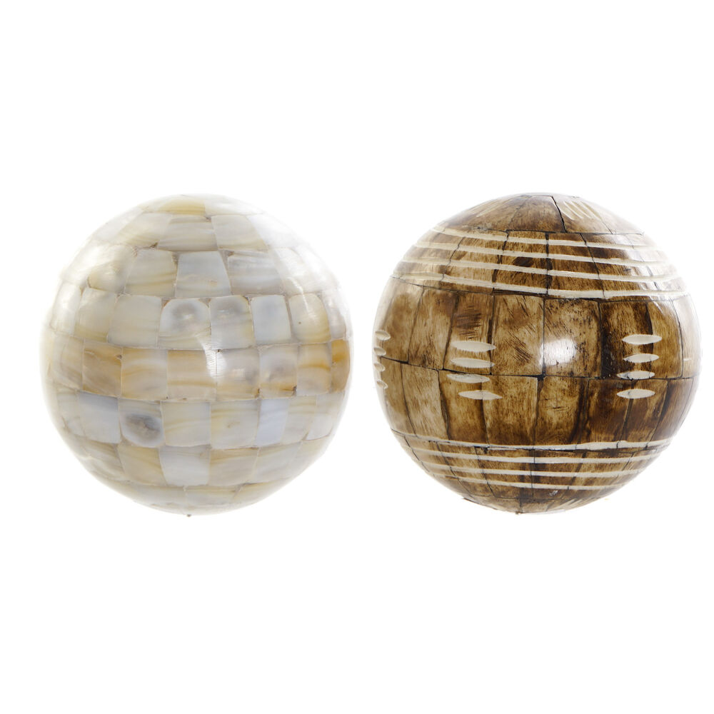Decorative bauble DKD Home Decor Mother of pearl (2 pcs) (10 x 10 x 10 cm)