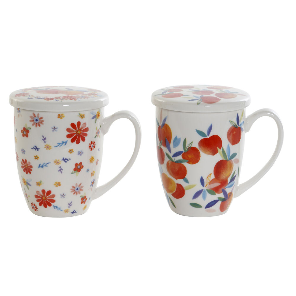 Cup with Tea Filter DKD Home Decor Peach (380 ml) (2 pcs)