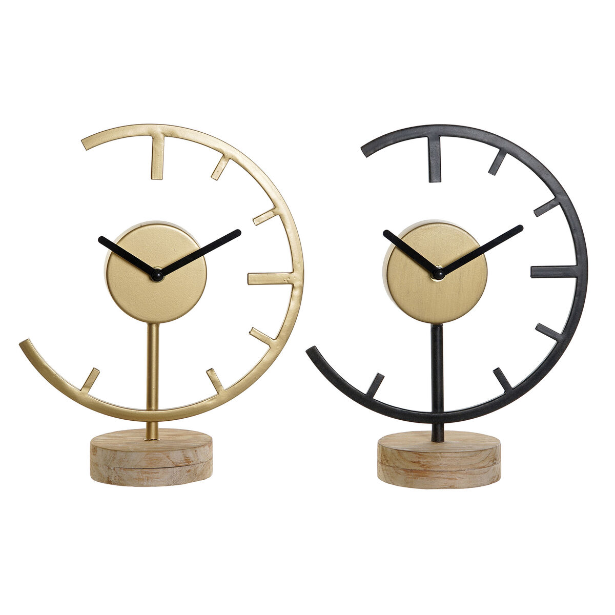 Table clock DKD Home Decor Natural Golden Metal MDF (24 x 10 x 29 cm) (2 Units)