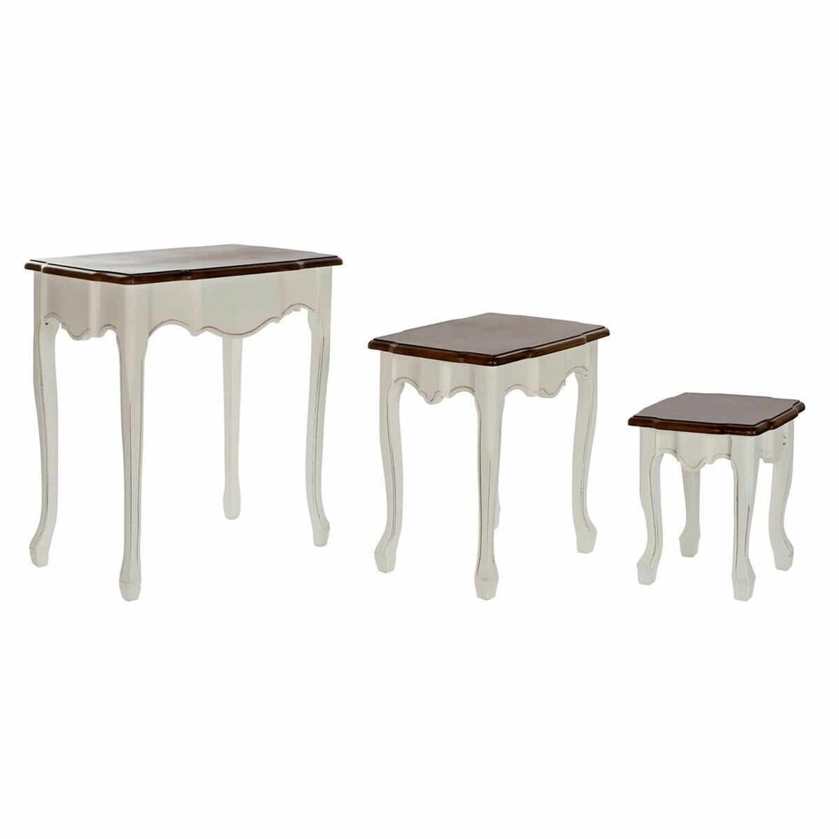 Jeu de 3 tables DKD Home Decor Bois Marron Blanc Plastique 60 x 40 x 66 cm