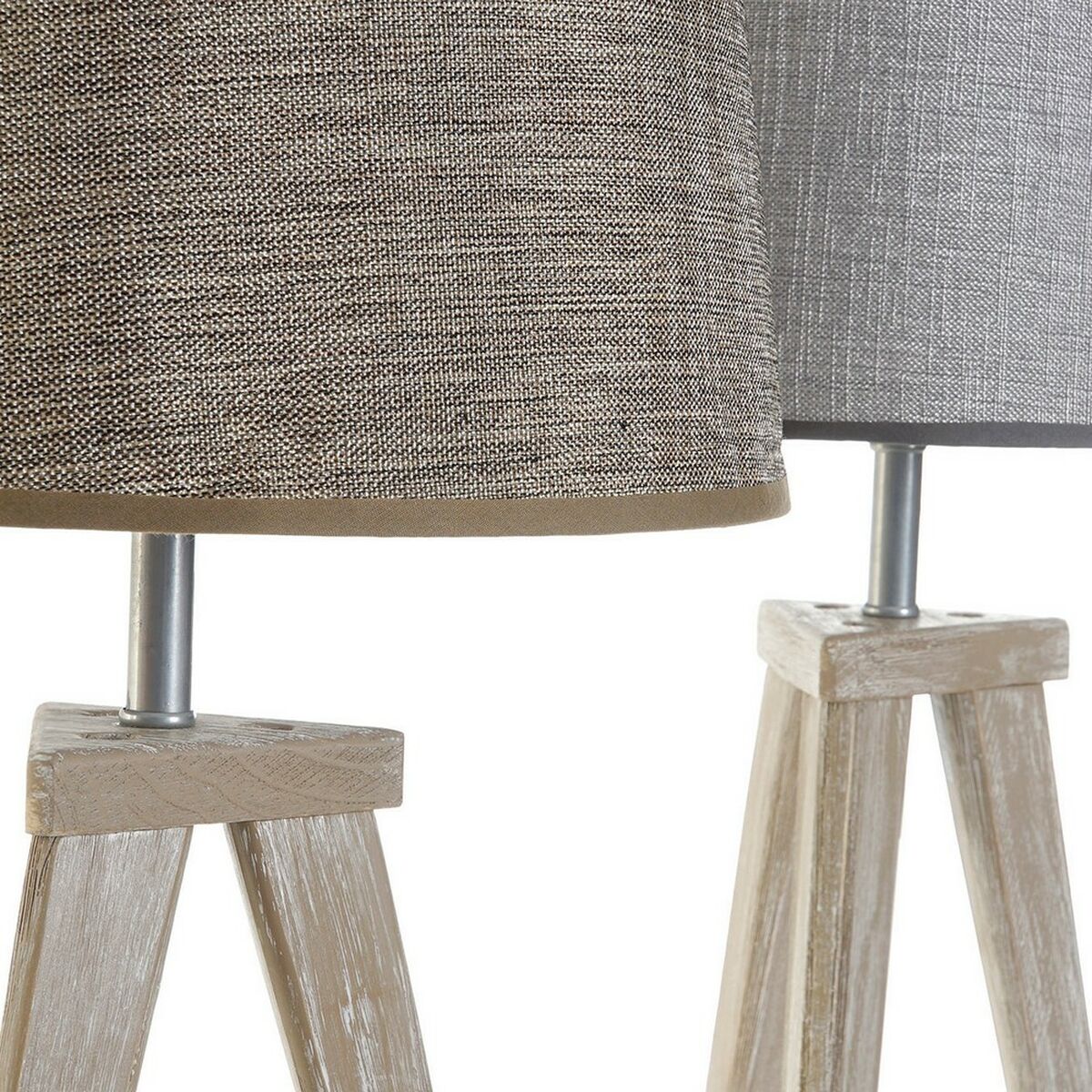 Bureaulamp DKD Home Decor Laken Grijs Bruin Linnen 250 V 60 W Pijnboom (30 x 30 x 57.5 cm) (2 pcs)