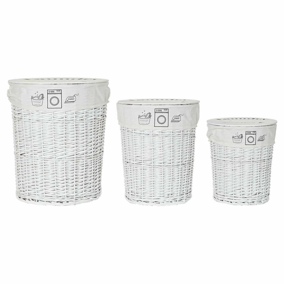 Laundry Basket DKD Home Decor Polyester wicker (3 pcs) (45 x 45 x 55 cm)