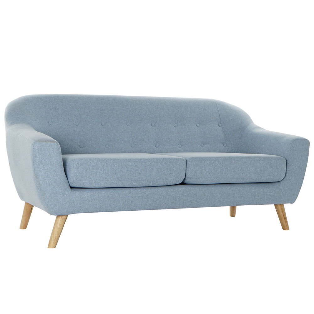 3-Seater Sofa DKD Home Decor Polyester Rubber wood Sky blue (172 x 80 x 81 cm)