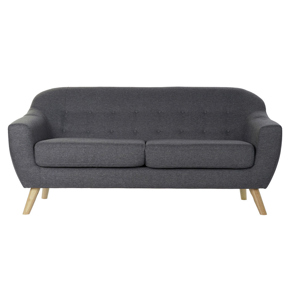 3-Seater Sofa DKD Home Decor Grey Polyester Rubber wood (170 x 80 x 81 cm)