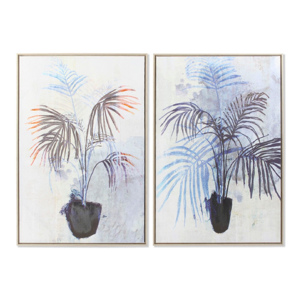 Maleri DKD Home Decor Læret Plante (2 pcs) (83 x 4.5 x 123 cm)