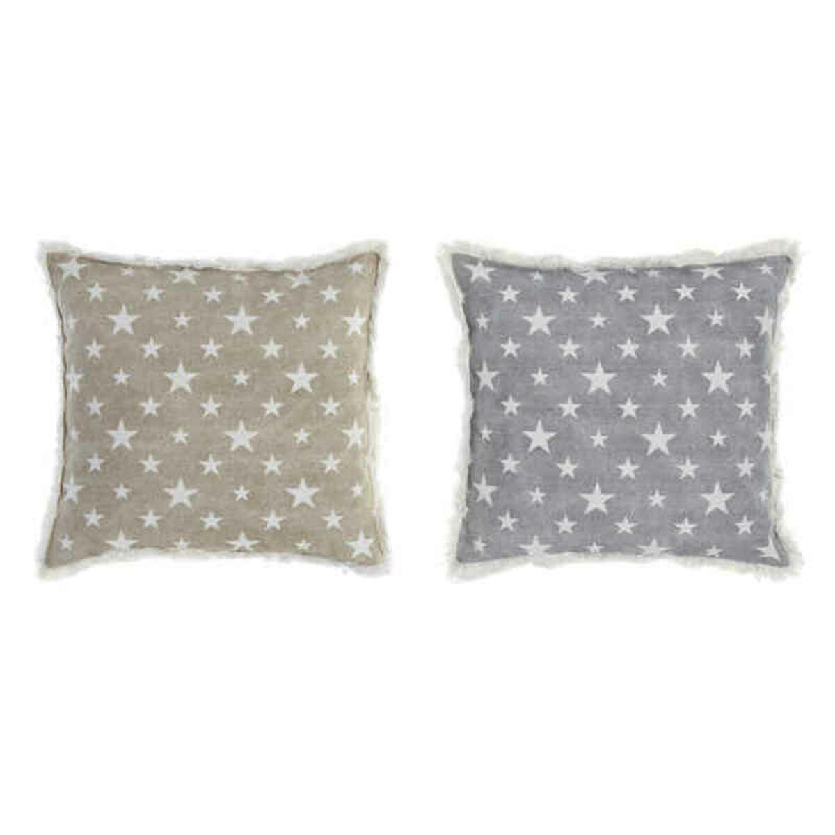 Coussin DKD Home Decor Gris Beige Polyester Coton Aluminium (45 x 10 x 45 cm) (2 Unités)