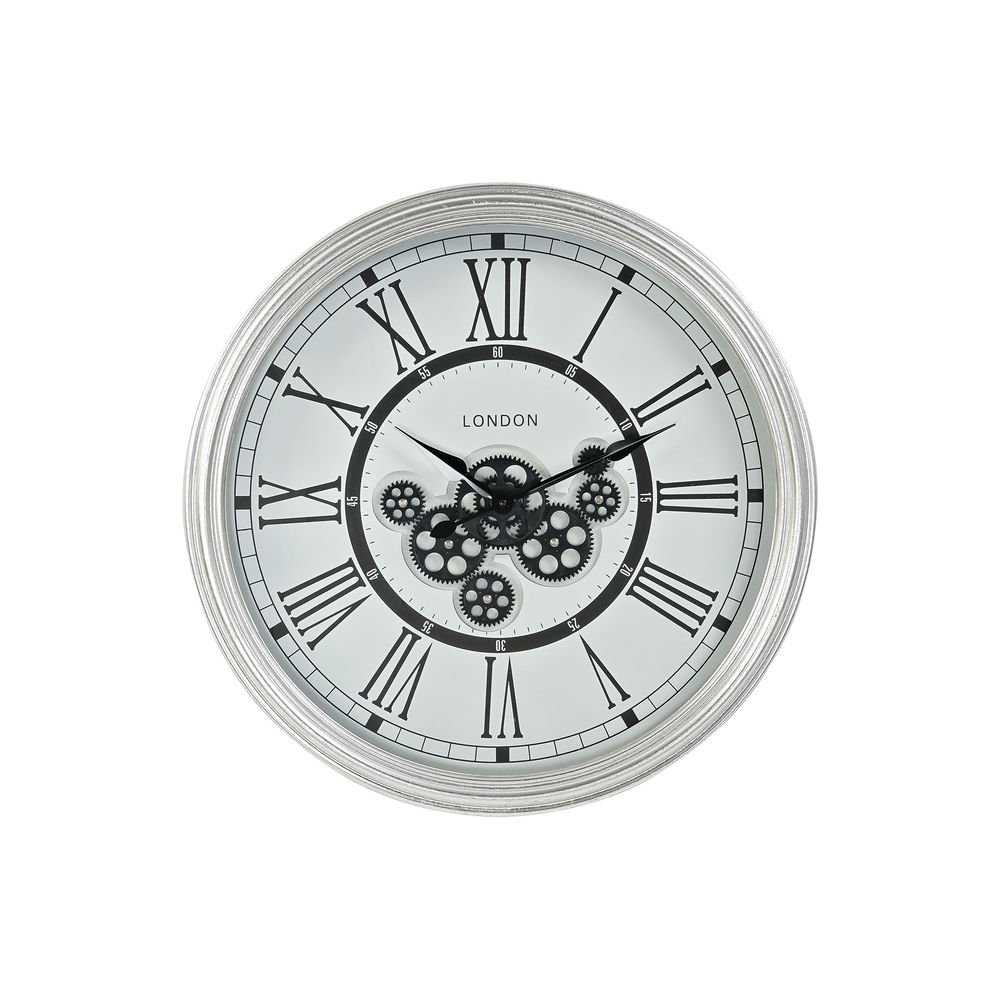 Wall Clock DKD Home Decor White Crystal Iron Silver (60 x 10 x 60 cm)
