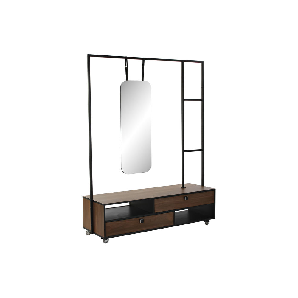 Gangbord med 2 Skuffer DKD Home Decor Metall Treverk av mangotre Speil (135 x 47 x 175 cm)